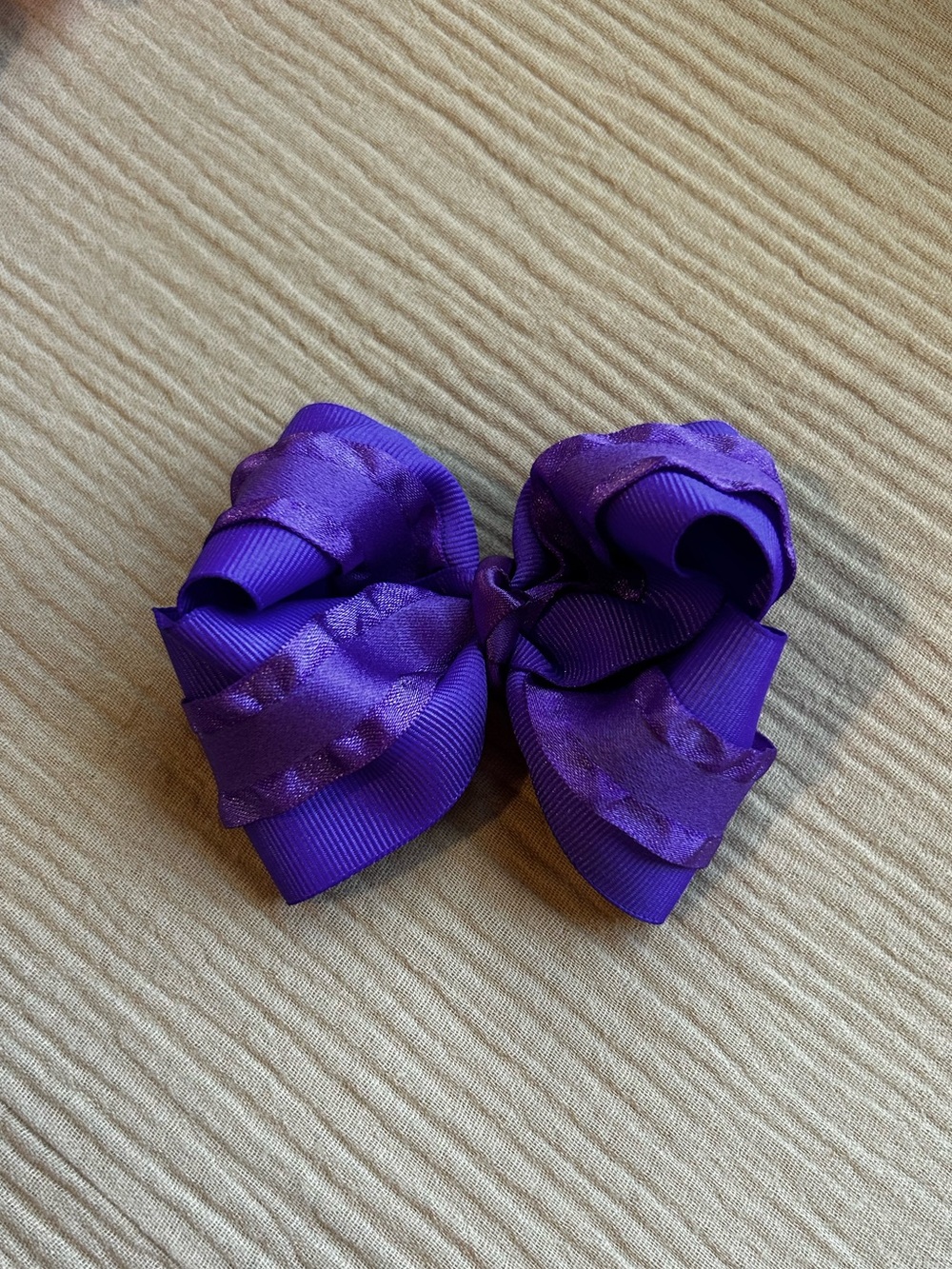 3” Purple Layered Ruffled Hair Bow for Kids
